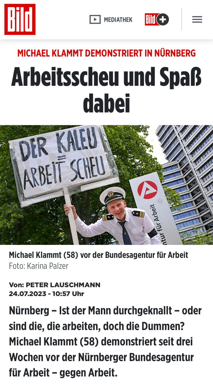 Der Kaleu in BILD ONLINE am 24.07.23. Ganzer Text bei Bild.de